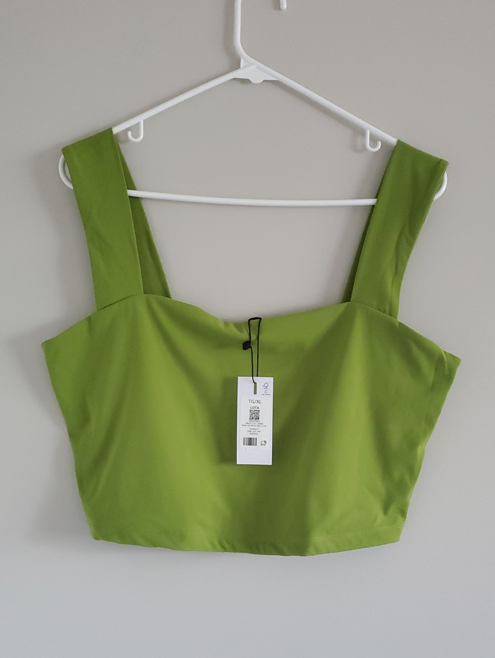 NWT Dynamite Square-Neck Crop Top in Lime Green - Sleeveless Women's Tank Sz XL